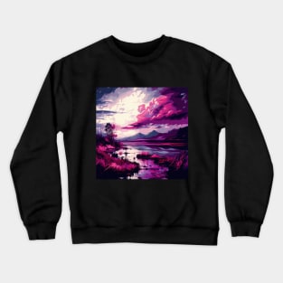 Pink Lake with Clouds Crewneck Sweatshirt